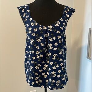 Monteau Floral Blouse With Flutter Sleeves EUC